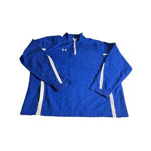 Under Armour Mens XL Blue/White Loose Fit 1/4 Zip Long Sleeve Pullover unisex